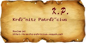 Kránitz Patrícius névjegykártya